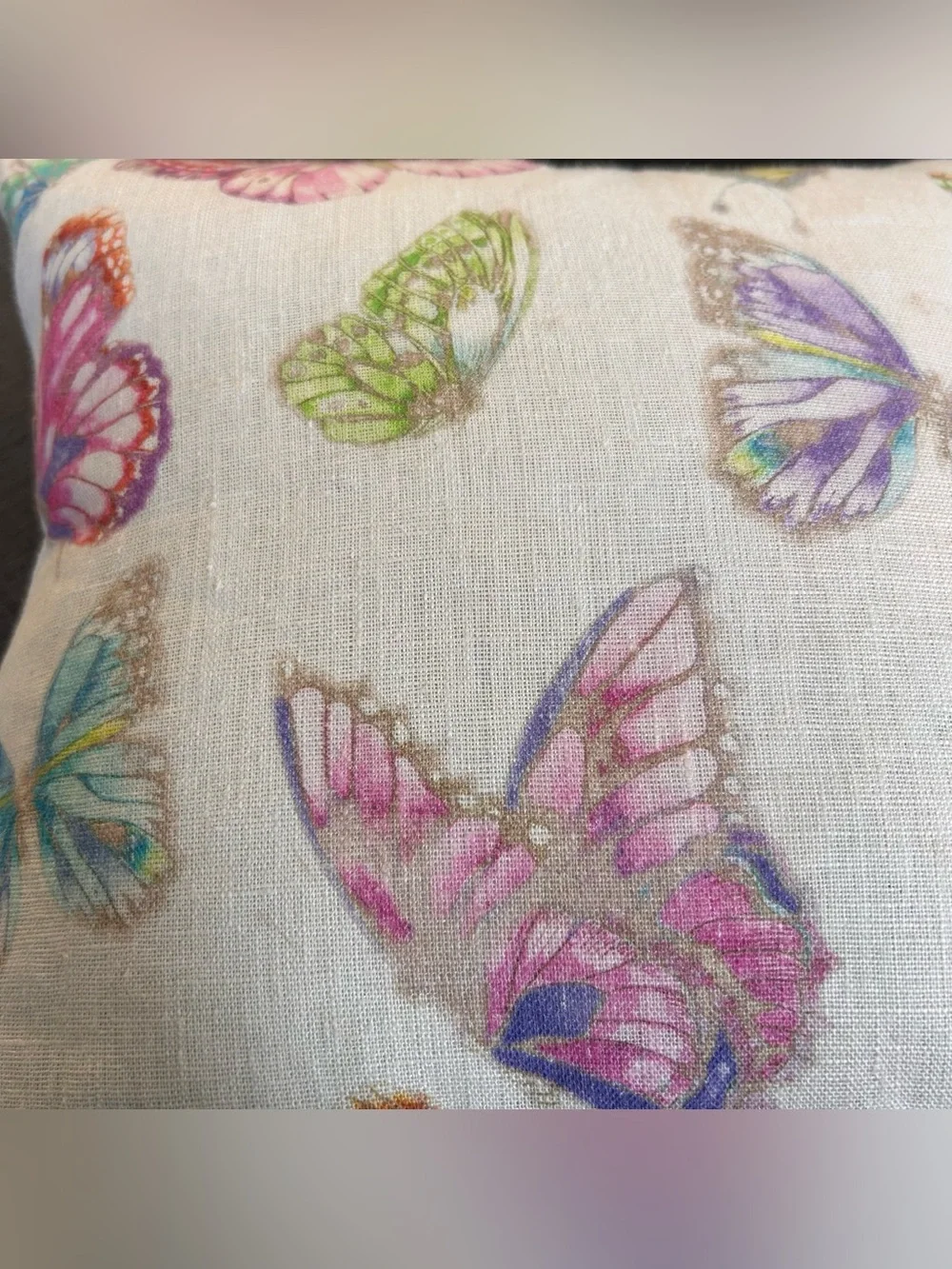 ZARA HOME Artisan Butterfly Linen Accent Pillow Whimsical Garden Motif  #0730267